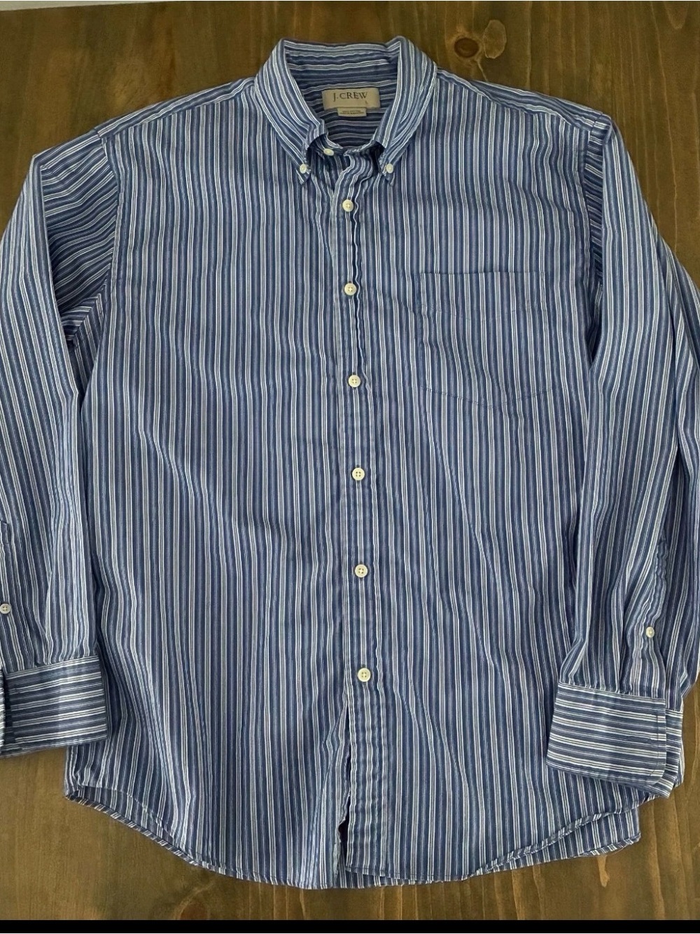 J. Crew large Men's Blue Stripe button-down Shirt